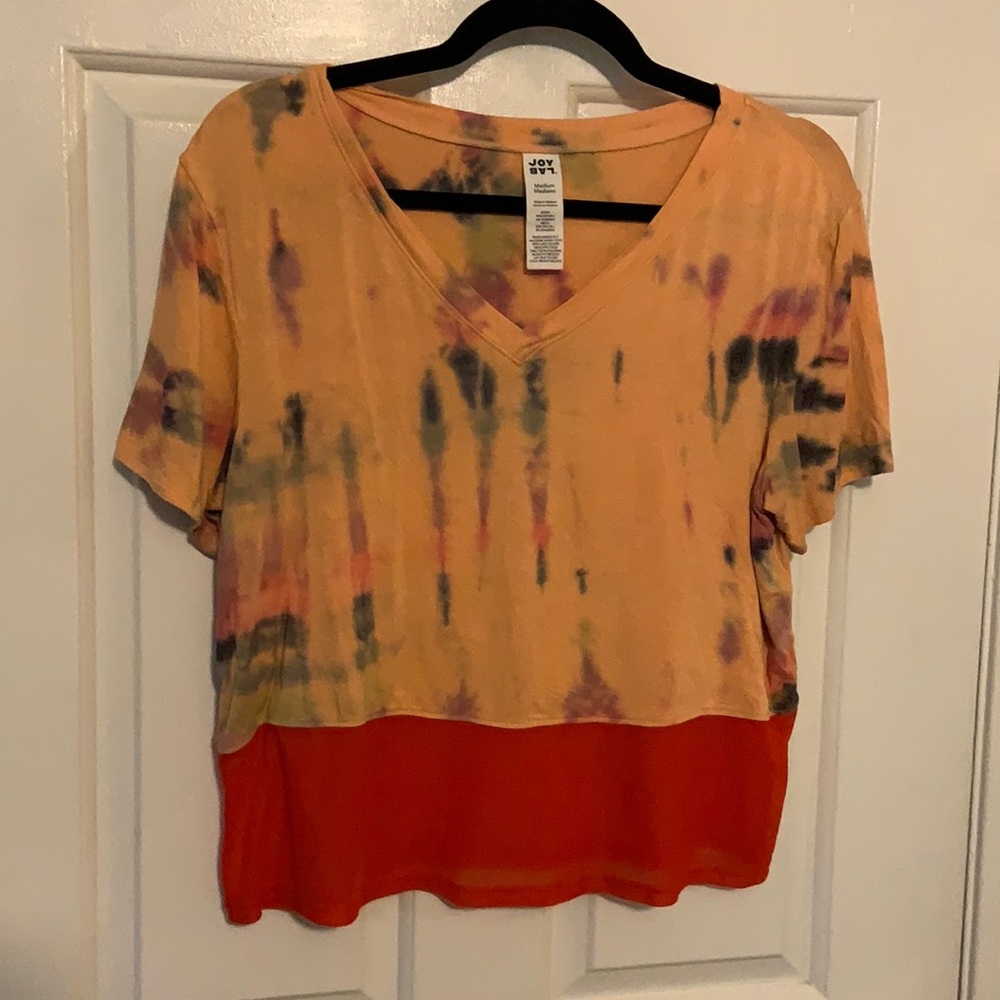 JoyLab Tie Dye Crop Top w/ Mesh Panel AS IS